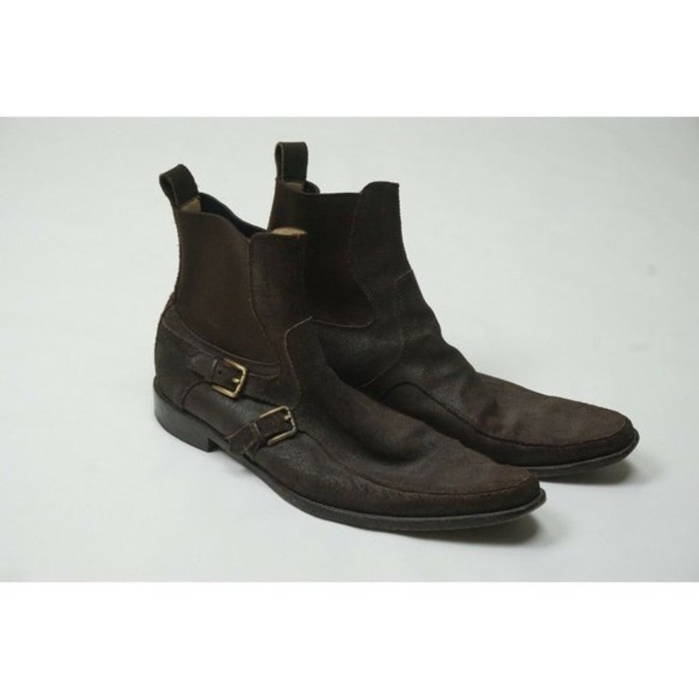 Dolce & Gabbana Brown Leather Buckle Chelsea Mens Boot, Size 7, Made in Italy
